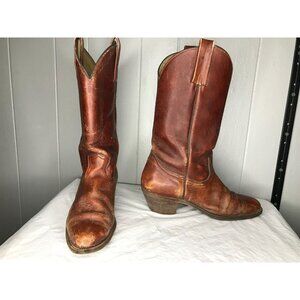Vintage Frye Brown Leather Rider Western Boots 10.5D mens Cognac Pull On 77365